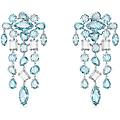 orecchini a clip gema taglio misto chandelier extra lunghi blu placcato rodio os