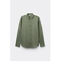 camicia in lino e cotone uomo verde taglia l