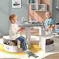 set tavolo e sedie per bambini a 5 pezzi tavolo rotondo con 4 sgabelli e ripiano e 4 cassetti in