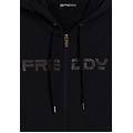 felpa da donna con zip cappuccio e banda logata nero donna small