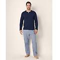 pigiama lungo in cotone uomo daily pajamas / blu notte / l blu notte