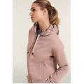 felpa con cappuccio foderato fantasia e zip frontale fawn donna medium