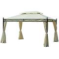 - gazebo con doppio tetto e 4 teli laterali impermeabili crema 3x4m