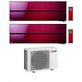 climatizzatore dual split kirigamine msz-ln rosso 9+9 con mxz-2f33vf3 inverter r-32 wi-fi optional