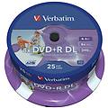 dvd r double layer inkjet printable 8x capacita' 8. 5gb velocita' 8x confezione 25 pack