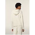 felpa zip e cappuccio con tasche a marsupio e dettagli tricot white sand donna large