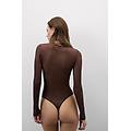 body in tulle girocollo donna marrone taglia m