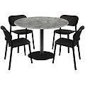 set da pranzo rome con 4 sedie 120x120x75x120 cm (lxlxhx&oslash;) grigio pietra/marmorizzato