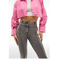 jeggings wr. up vita alta con inserti cucitura centrale light grey-seams black donna small