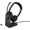 evolve2 55 auricolare con cavo e senza cavo a padiglione ufficio bluetooth base di ricarica nero
