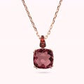 collana catena rolo con prisma gem quadrata e pav&eacute;