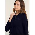 felpa cappuccio zip con strass e inserto effetto seta dark sapphire donna extra large