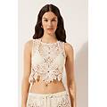 top crochet floreale donna naturale m/l