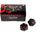 set di dadi d20 in metallo nero e rosso dungeons and dragons