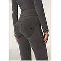 jeggings push up wr. up con vita alta e fondo super flare medium grey denim-black seams donna small