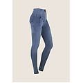 jeggings wr. up vita alta decorati da cucitura centrale denim blu scuro-blue seams donna large