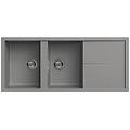 - lavello unico 500 granitek 116x51 cm 2 vasche con gocciolatoio colore grigio cemento 48