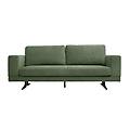 divano design 3 posti in tessuto ciniglia verde kaki e metallo nero lennon