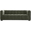 divano design 3 posti in tessuto effetto velluto verde kaki corto