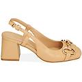 décolleté slingback beige con staffa tacco 6 5 cm