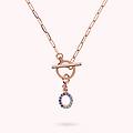 collana catena forzatina con pendente lettera pav&eacute; in cubic zirconia