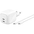 - doppio caricabatteria gan usb-c 67w +cavo usb-c-bianco