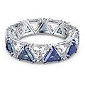 anello cocktail ortyx taglio triangolo blu placcato rodio 60
