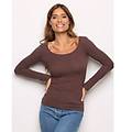 maglia scollo ampio basic con tencel modal e cashmere / caffe' / xl caffe'