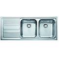 lavello integrato 2 vasche con gocciolatoio a sinistra logica line l 116 x l 50 cm argento