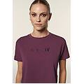 t-shirt cropped girocollo fit comfort con ricamo prune purple donna large