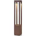 Faro Lampione A Led Agra Marrone Ruggine Alluminio Vetro Altezza 65 Cm