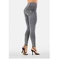 jeggings push up wr. up superskinny vita alta con zip gray jeans-yellow seams donna extra large