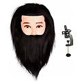 - testa di manichino da barbiere maschile carl black con barba 40cm capelli veri manico