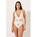 costume intero bicolor donna bianco l