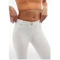 pantaloni push up wr. up vita alta in similpelle ecologica bianco donna large
