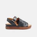 sandali in pelle da donna con tacco nero