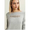 t-shirt mélange a maniche lunghe con logo in strass melange gray donna xx large