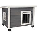 casetta per gatti rustica bianco / grigio l 57 x b 45 x a 43 cm