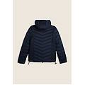 piumino donna con cappuccio bordato e finitura lucida dark sapphire donna small