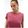 t-shirt in tessuto tecnico con piccolo logo in tono colore malaga donna extra small