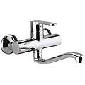 miscelatore lavello cucina blu161 a muro con canna tubo serpente orientabile