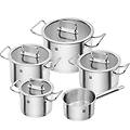 set di pentole per induzione in acciaio inox linea pro 5 pezzi