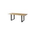 tavolo da pranzo in legno di mango e resina epossidica nera 160x90x76 laccato natur / gambe a u