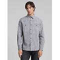 camicia in chambray di cotone fiammato