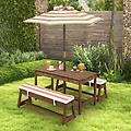tavolo da picnic per bambini con ombrello set di tavolo e panca in legno con cuscini per