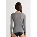 maglia scollo a v ultralight con cashmere e pizzo donna grigio taglia s