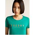 t-shirt in jersey con logo oro chiaro sul fronte greenlake donna medium