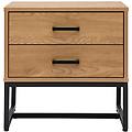 comodino con 2 cassetti finitura legno chiaro rovere e metallo nero lovato