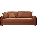 miliboo - divano 3 posti in tessuto effetto velluto testurizzato terra bruciata pio