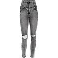 jeans push up wr. up 7/8 superskinny denim effetto marble wash jeans slavato-cuciture grigie donna
